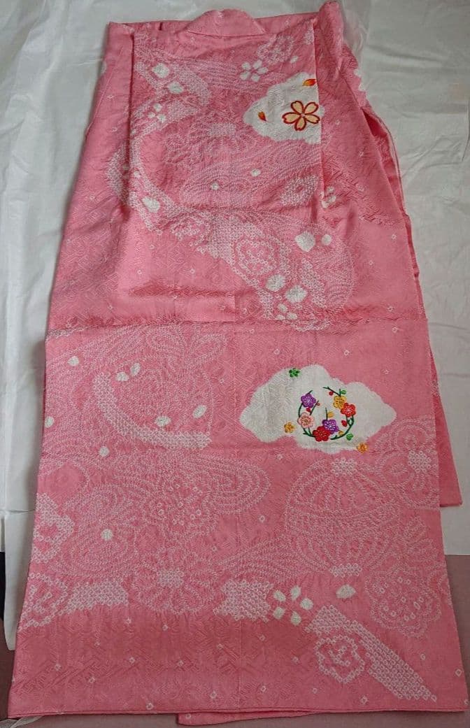 ④七五三 着物 絞り柄 ピンク 7歳