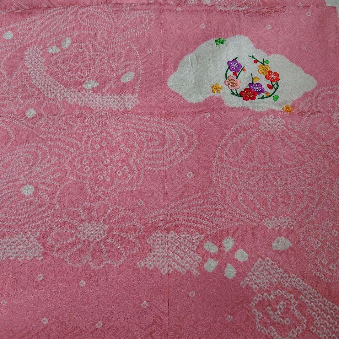 ④七五三 着物 絞り柄 ピンク 7歳