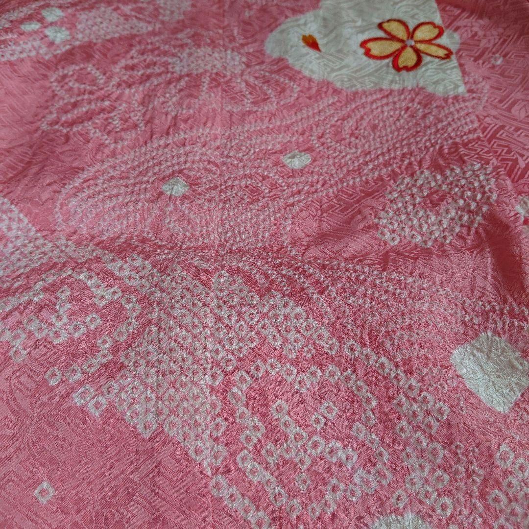 ④七五三 着物 絞り柄 ピンク 7歳