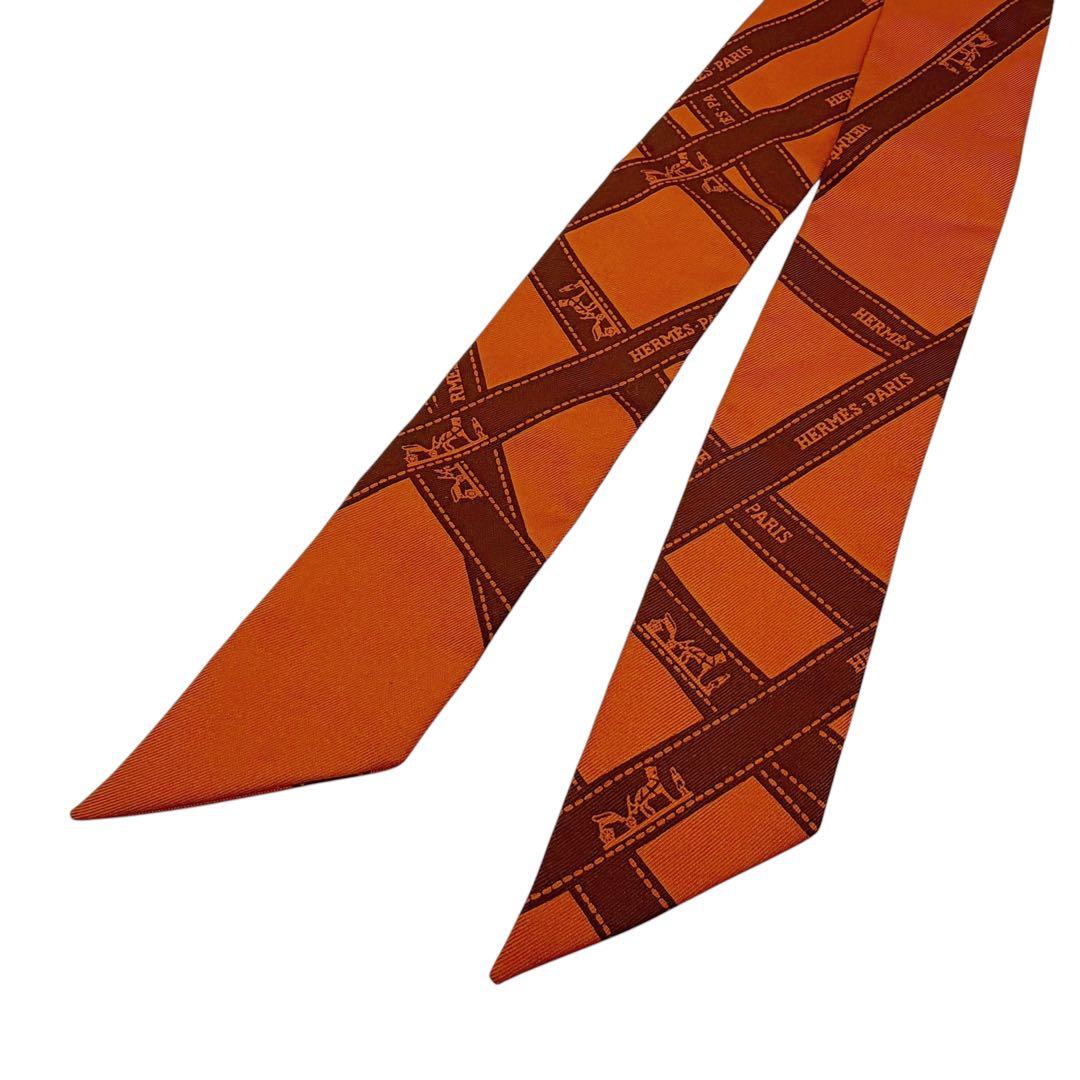 ⭐️美品⭐️ エルメス ツイリー ボルデュック リボン スカーフ オレンジ