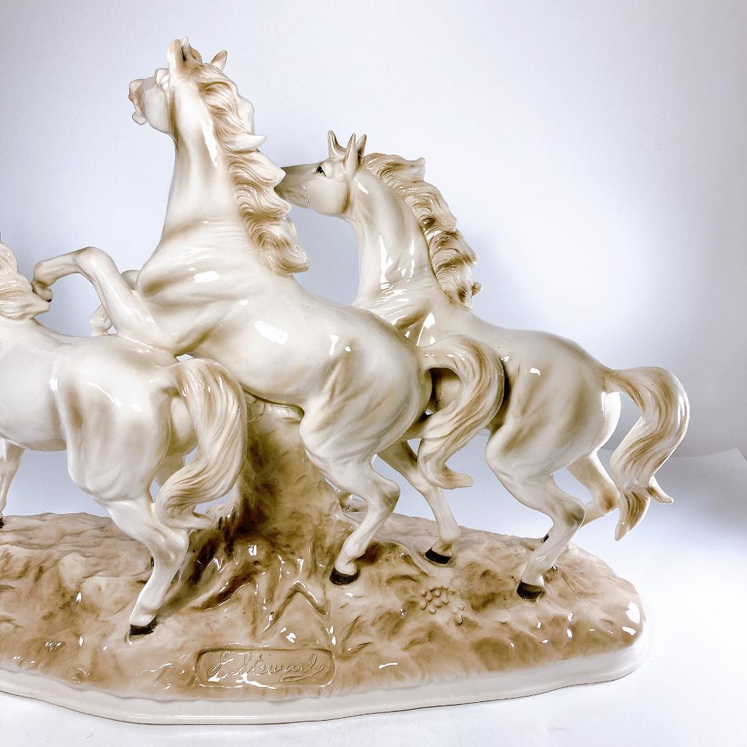 アルトマン ECHT ALTMANN 白馬 3頭 オブジェ（置物）　馬・ホース