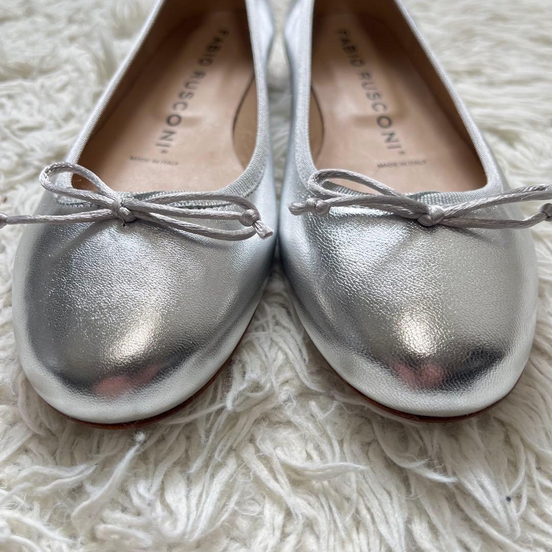 未使用級　FABIO RUSCONI パンプス レザー バレエ　37 リボン