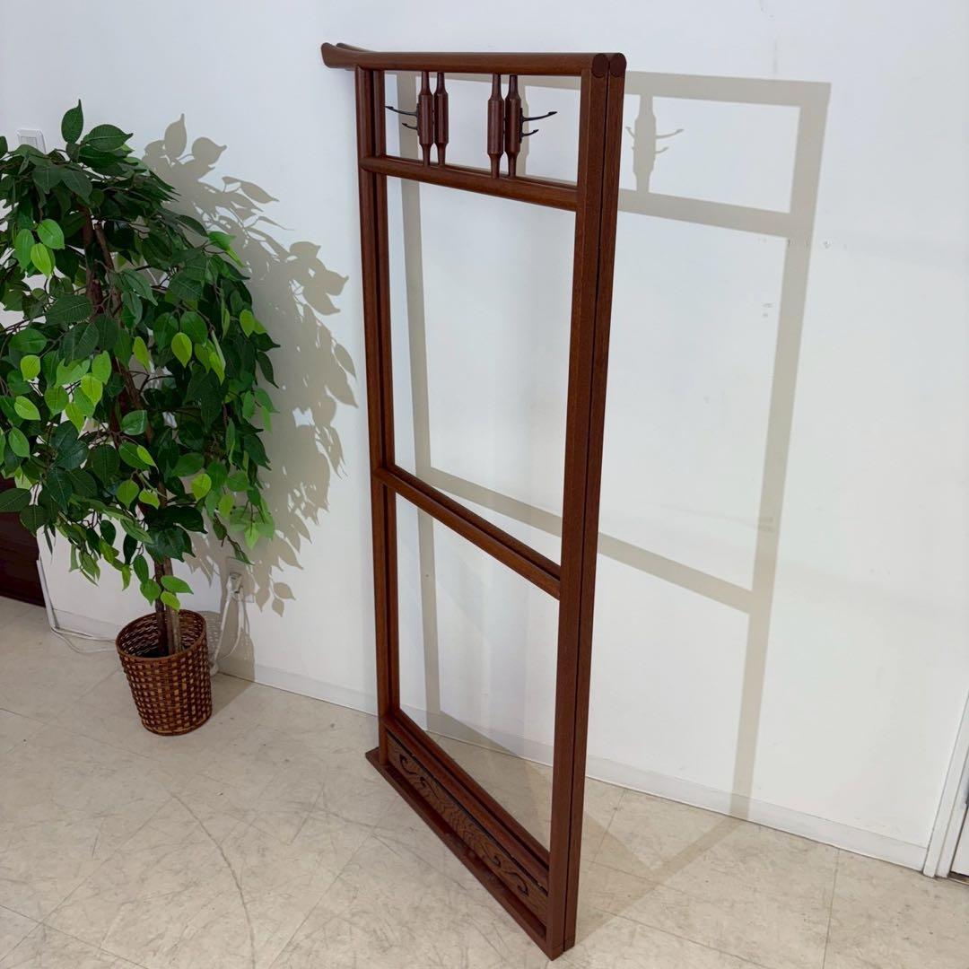 昭和レトロ 折りたたみ衣桁 古民具 欅 衣紋掛け 古道具 鋤彫 着物