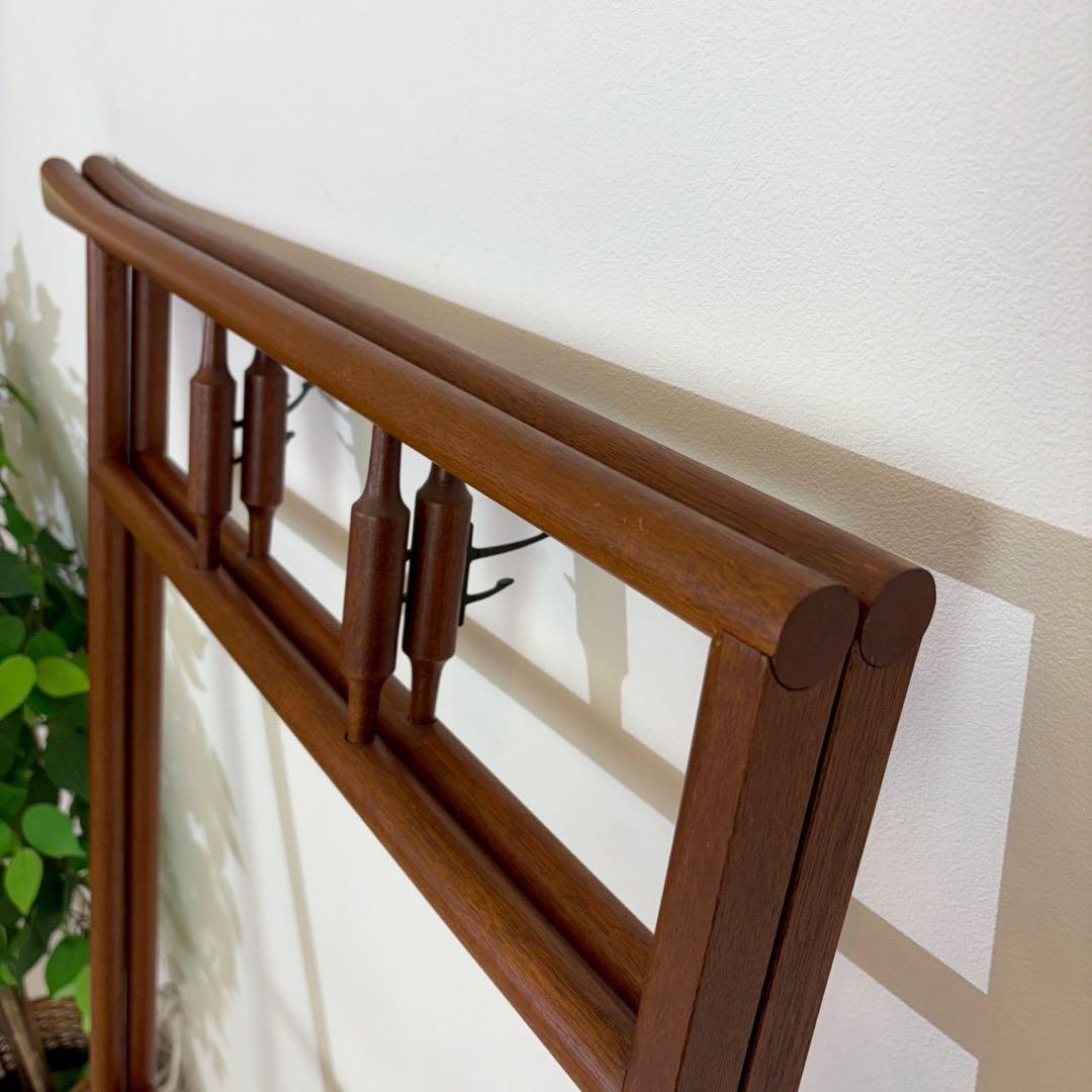 昭和レトロ 折りたたみ衣桁 古民具 欅 衣紋掛け 古道具 鋤彫 着物