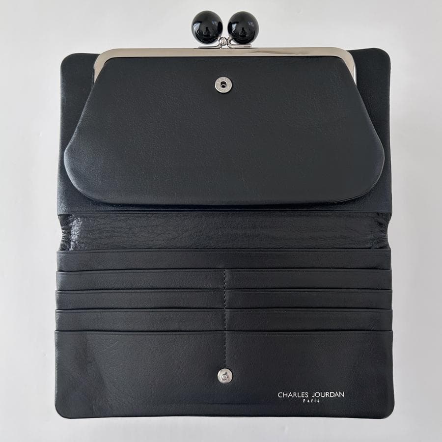 CHARLES JOURDAN がま口 本革長財布（黒）未使用