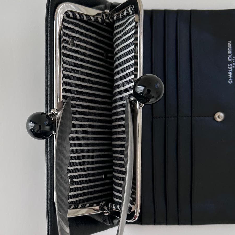 CHARLES JOURDAN がま口 本革長財布（黒）未使用