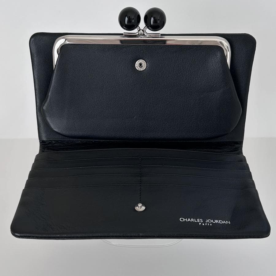 CHARLES JOURDAN がま口 本革長財布（黒）未使用