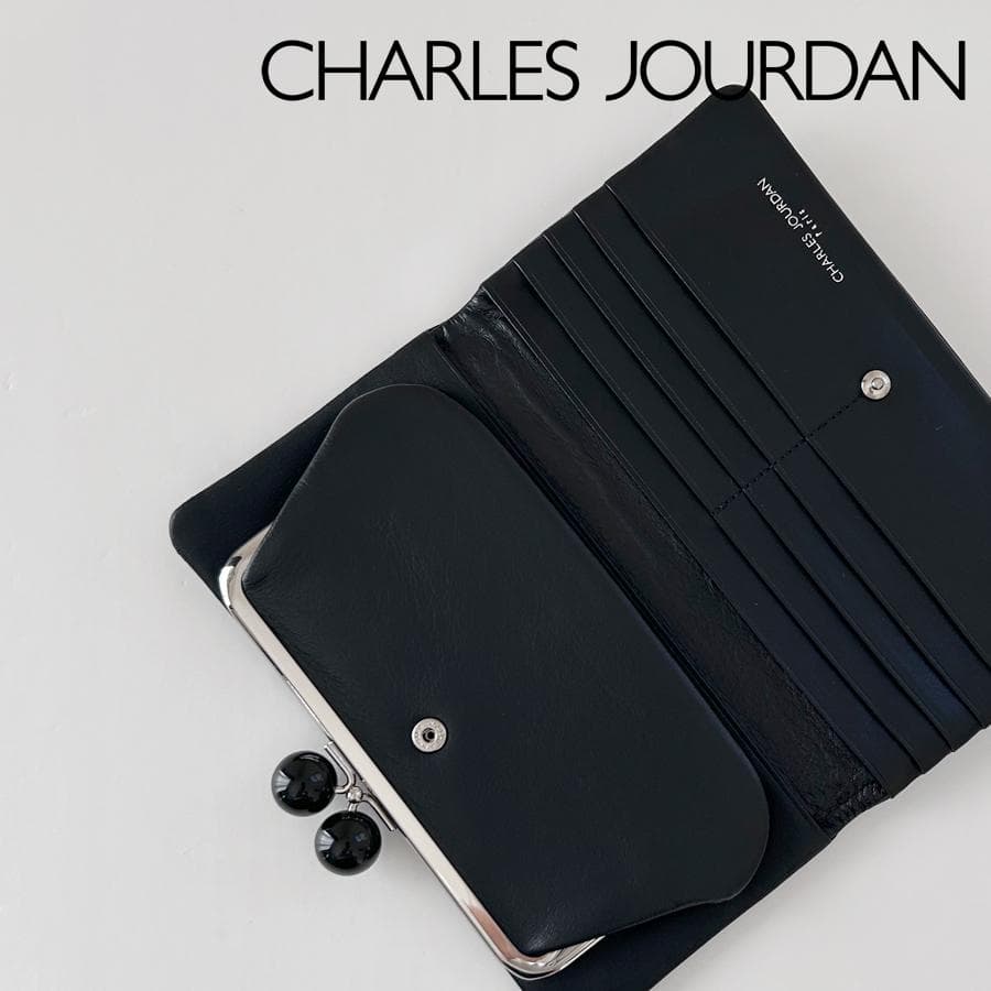 CHARLES JOURDAN がま口 本革長財布（黒）未使用