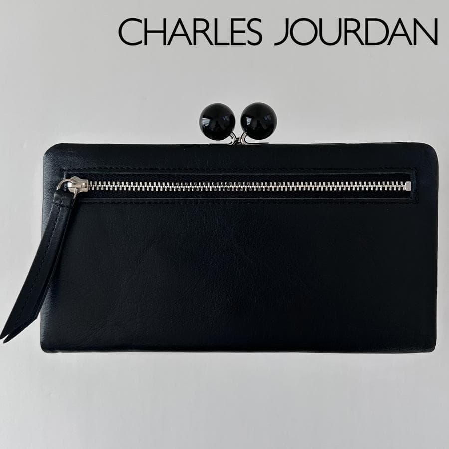 CHARLES JOURDAN がま口 本革長財布（黒）未使用