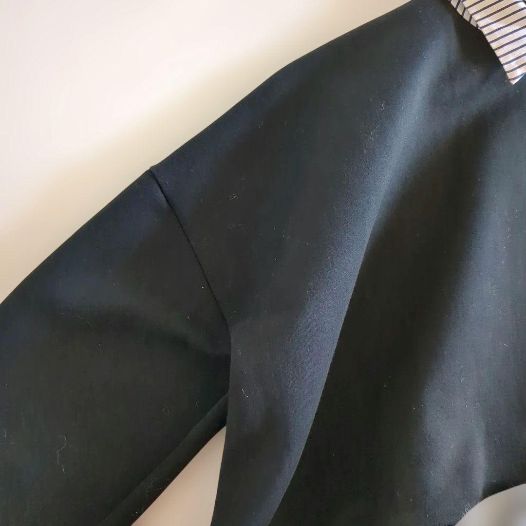 エンフォルド ドッキング レイヤード スウェット シャツ ストライプ 黒 38