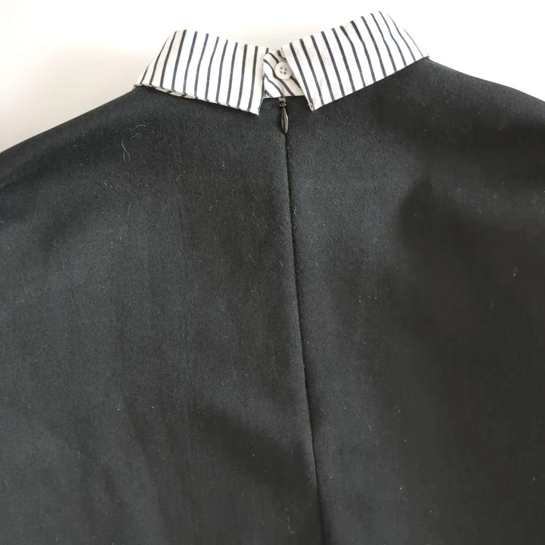 エンフォルド ドッキング レイヤード スウェット シャツ ストライプ 黒 38