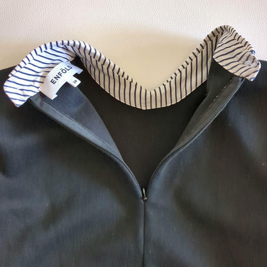 エンフォルド ドッキング レイヤード スウェット シャツ ストライプ 黒 38