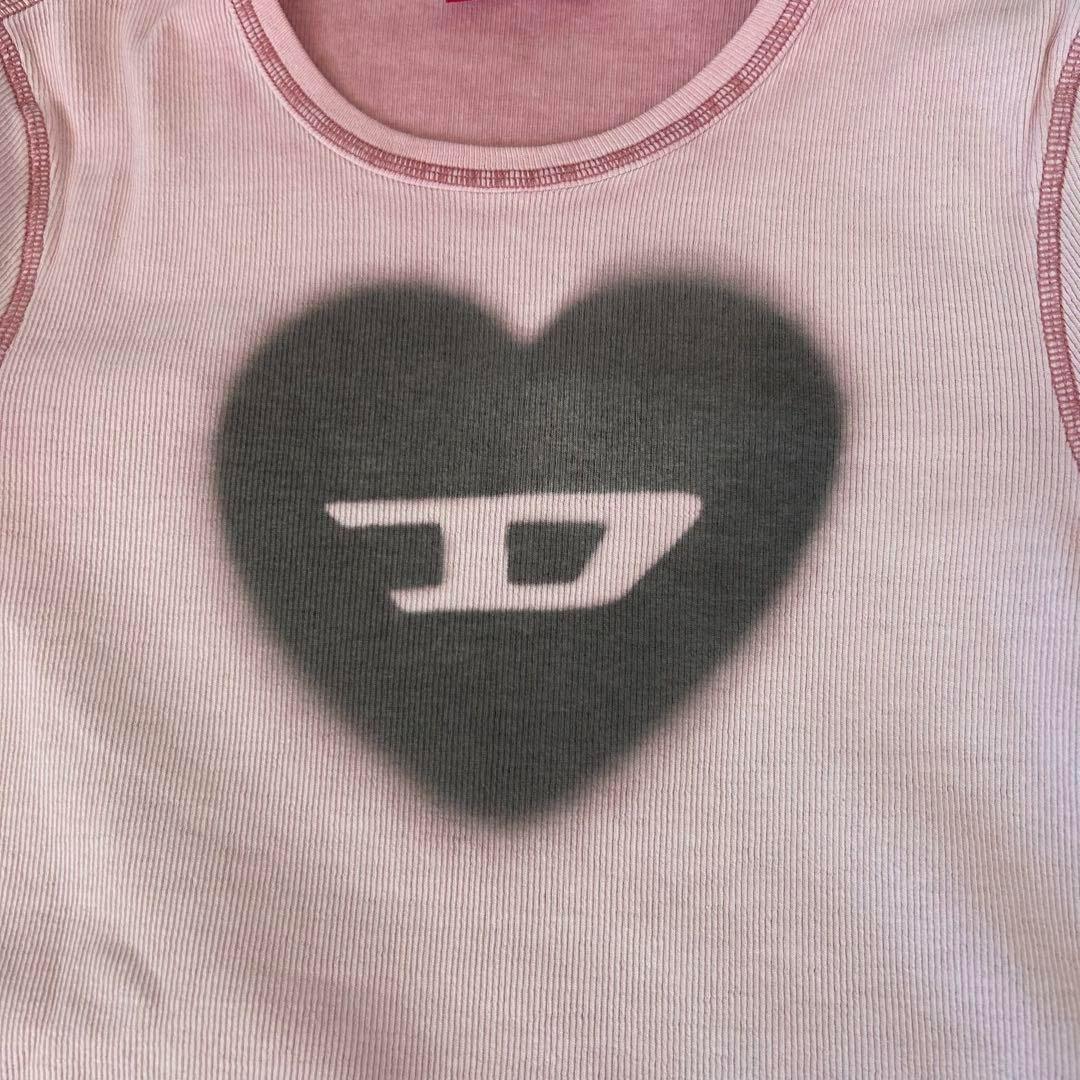 【新品】DIESEL T-Ele ロゴTシャツ ハートM ピンク
