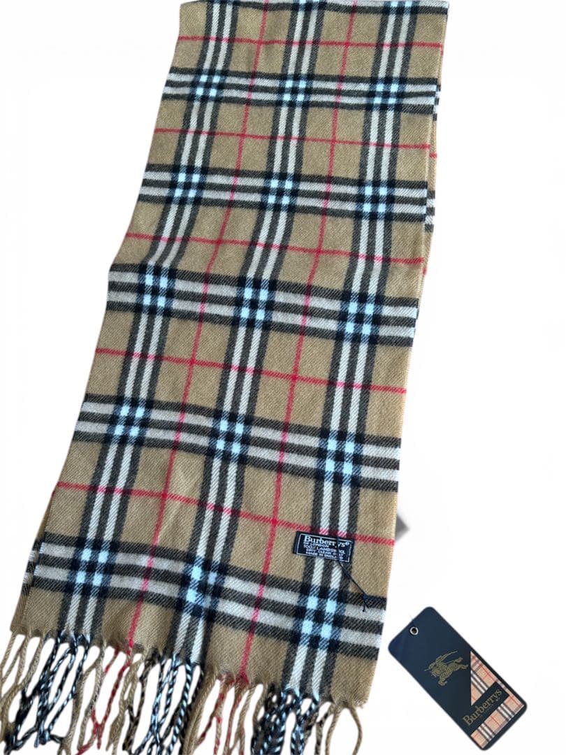 ★新品未使用Burberry バーバリーチェック柄マフラーラムウール100%