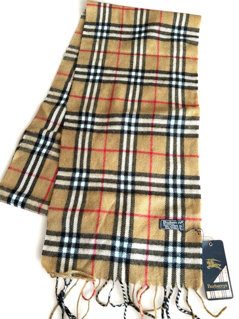 ★新品未使用Burberry バーバリーチェック柄マフラーラムウール100%
