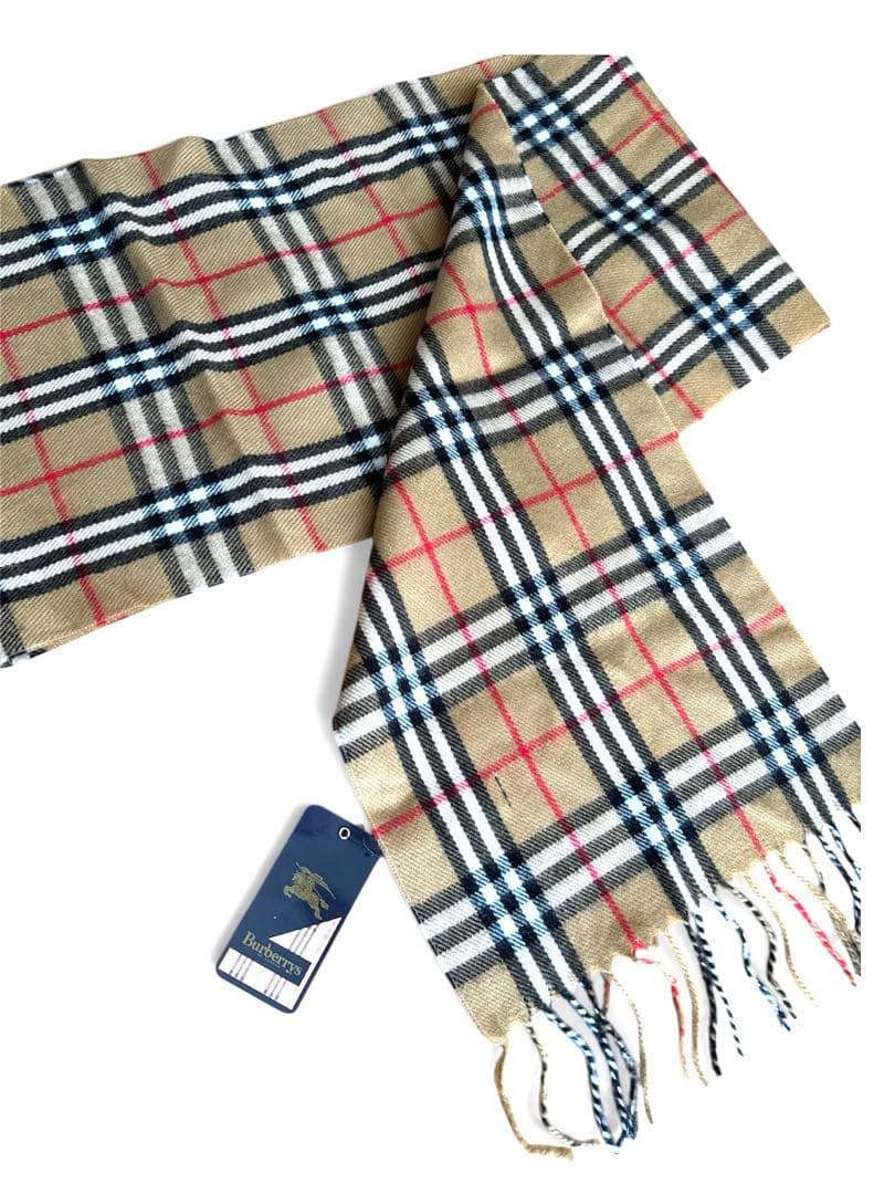 ★新品未使用Burberry バーバリーチェック柄マフラーラムウール100%