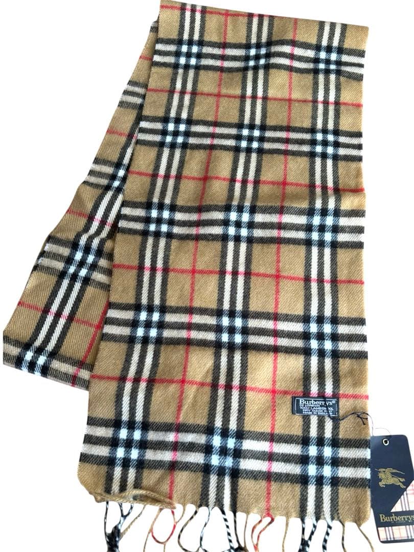 ★新品未使用Burberry バーバリーチェック柄マフラーラムウール100%