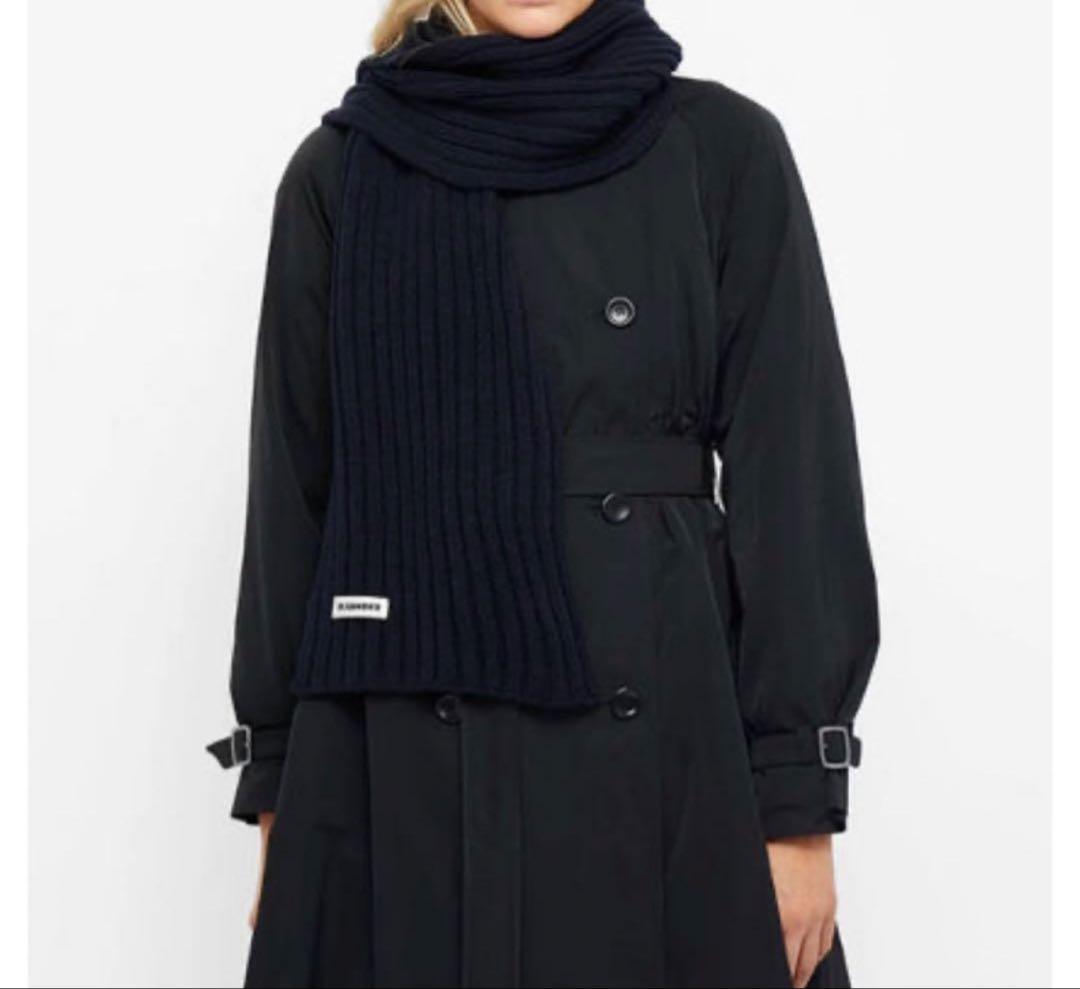 JIL SANDER ブラックウールマフラー UNI