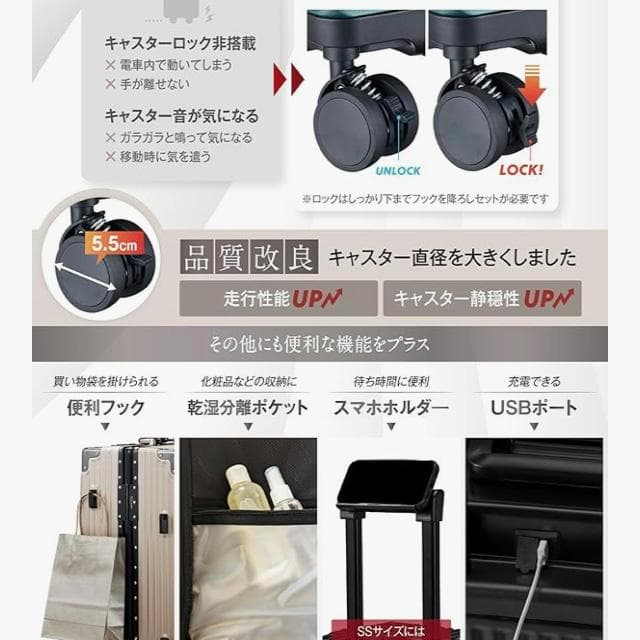 新品未使用 C.JUTRO 日本発案 機能性抜群スーツケース キャリーケース