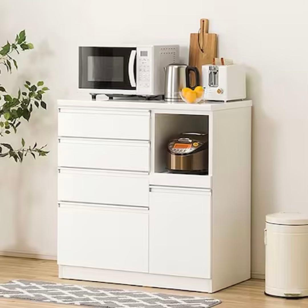 【美品】キッチンカウンター（レジューム 90QH-R WH)