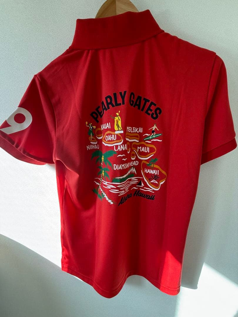 PEARLY GATES ハワイ地図ポロシャツ レッド限定品