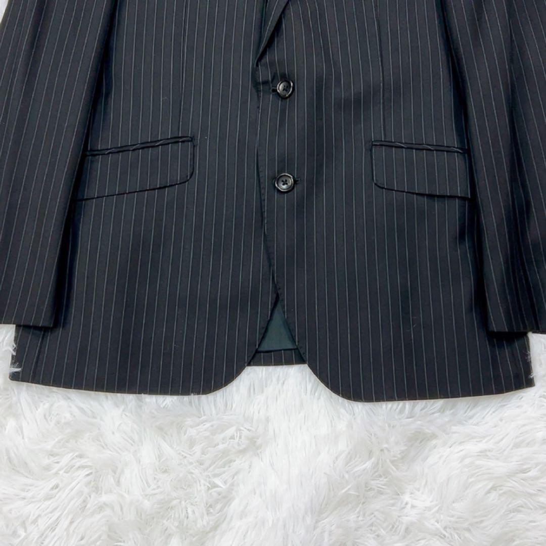 美品 ジャンコステラッツォーネ ロロピアーナ スーツ A5 ブラック ストライプ