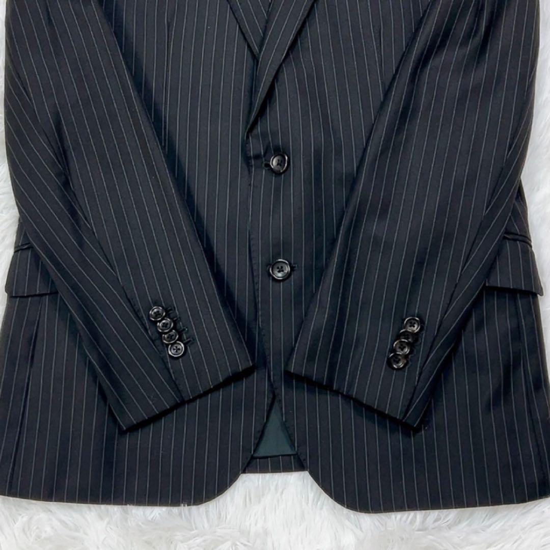 美品 ジャンコステラッツォーネ ロロピアーナ スーツ A5 ブラック ストライプ