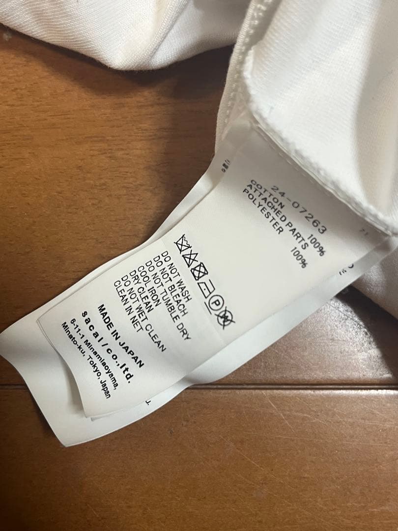 sacai サカイ パフスリーブTシャツ ホワイト 未使用に近い サイズ3