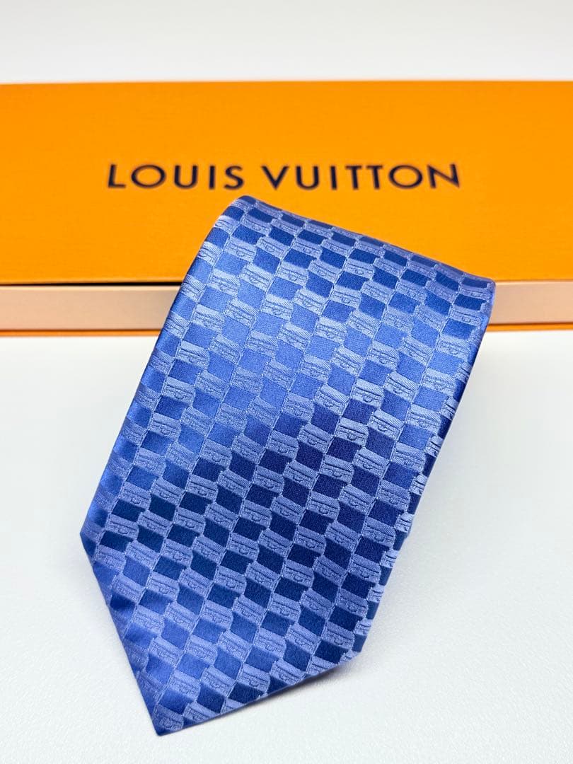 LOUIS VUITTON ブルー チェック柄 ネクタイ