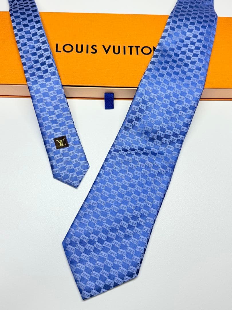 LOUIS VUITTON ブルー チェック柄 ネクタイ