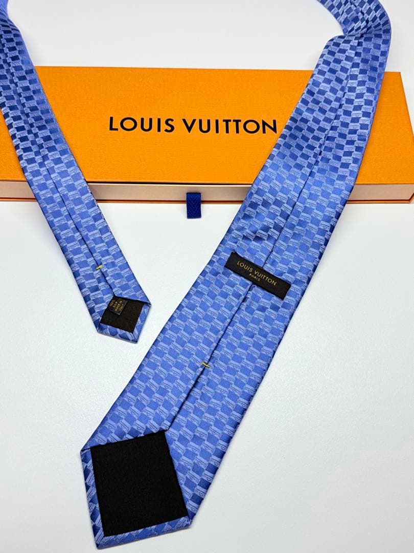 LOUIS VUITTON ブルー チェック柄 ネクタイ