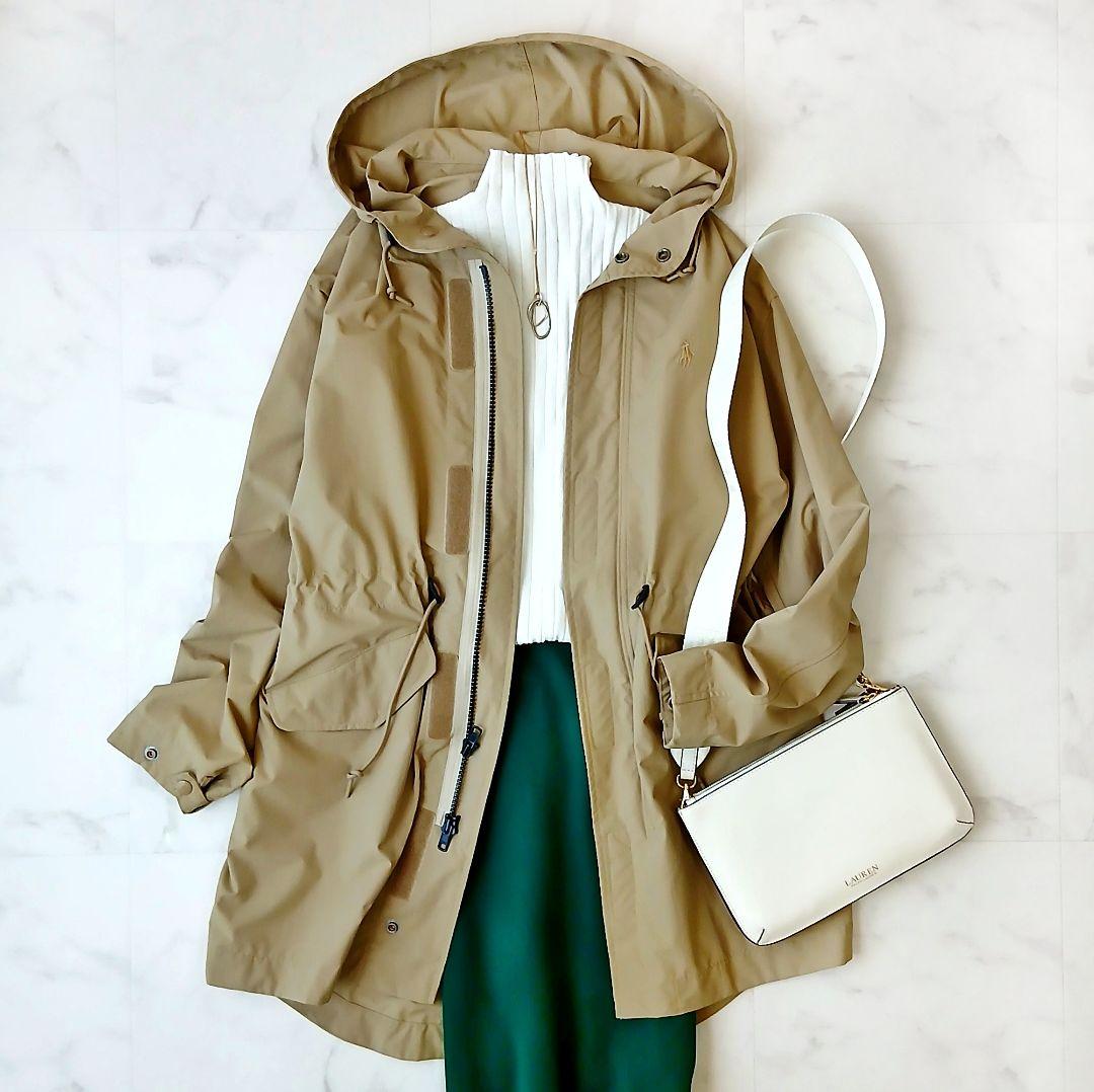 極美品 ポロ ラルフローレン 上品 ナイロン ロングコート マウンテンパーカー