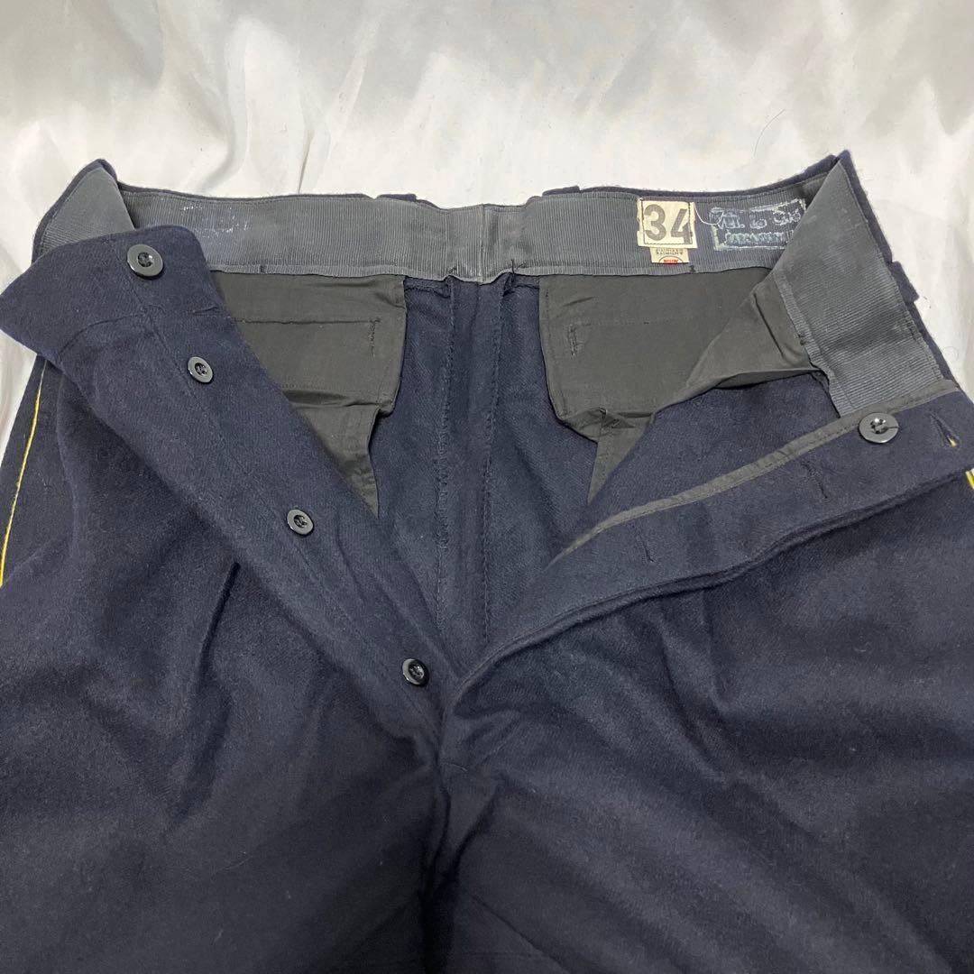 50'sフランス軍 国境警備隊 ウール パンツ (ネイビー×イエロー) 実物