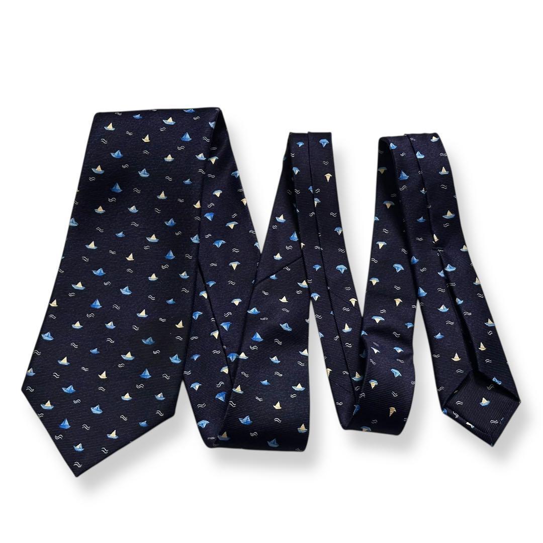 極美品✨BVLGARI ネクタイ　ブルガリ　セッテピエゲ　ヨット　海　夏　【A】