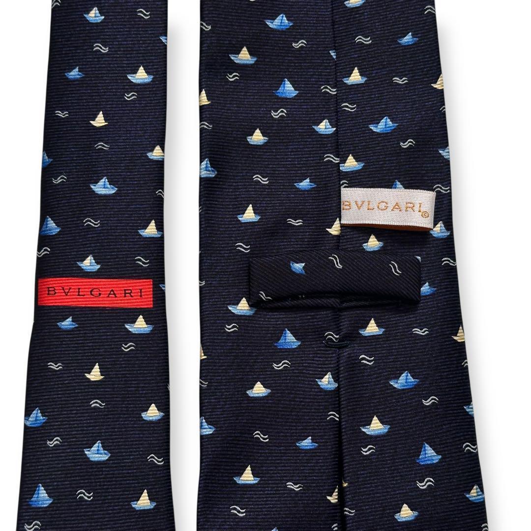 極美品✨BVLGARI ネクタイ　ブルガリ　セッテピエゲ　ヨット　海　夏　【A】