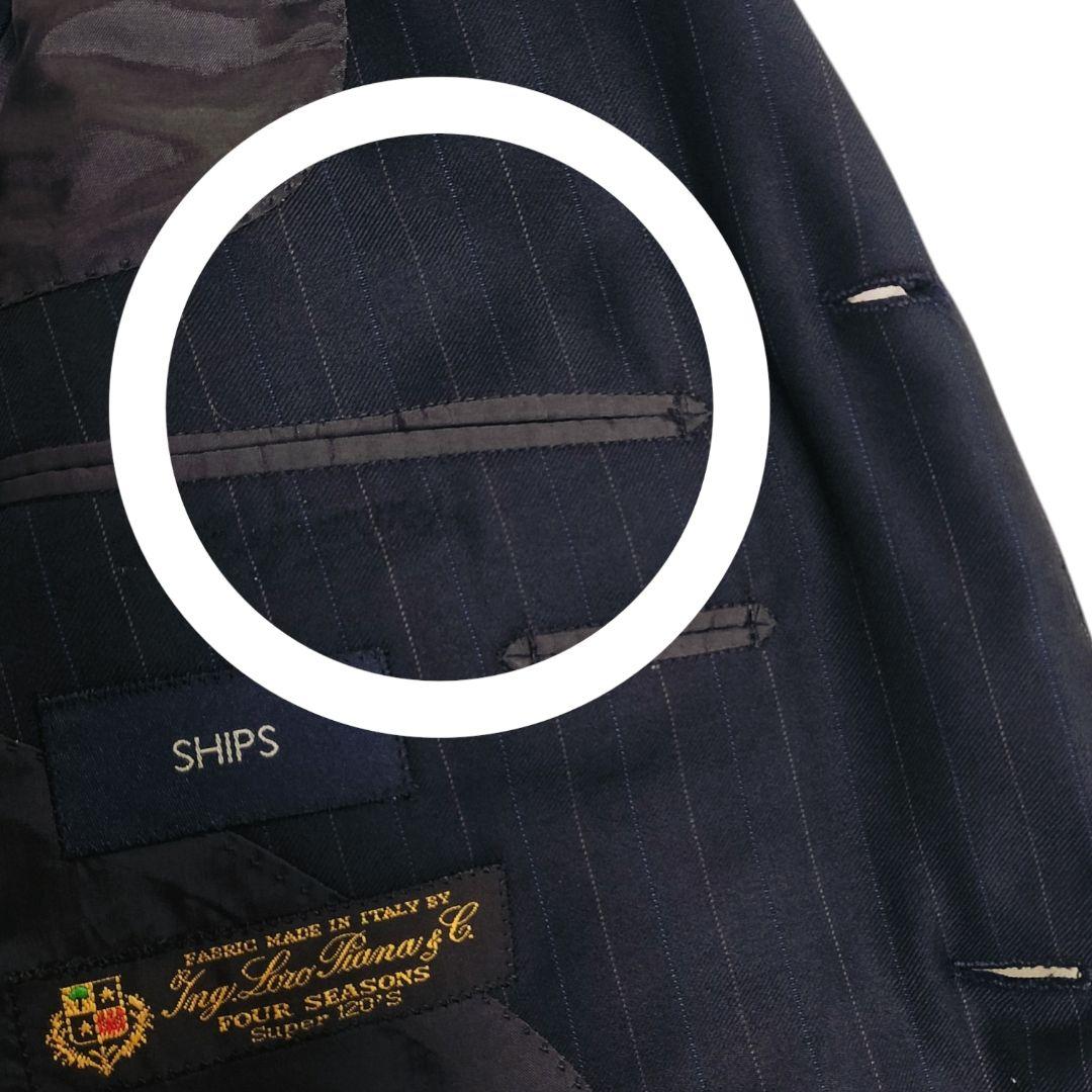 SHIPS ロロピアーナ Super120’s セットアップ スーツ ネイビー