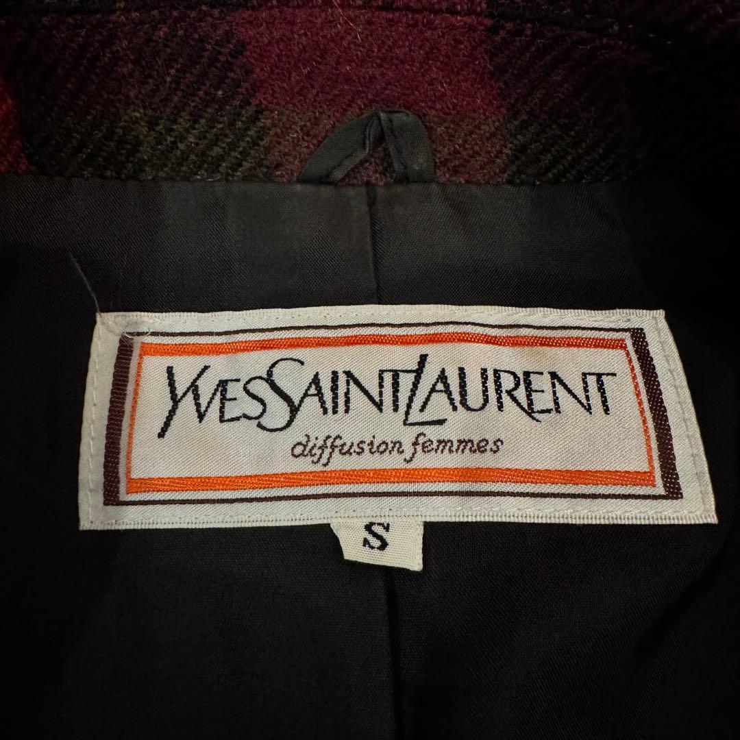 ヴィンテージ イヴサンローラン タータンチェックダブルテーラードジャケット