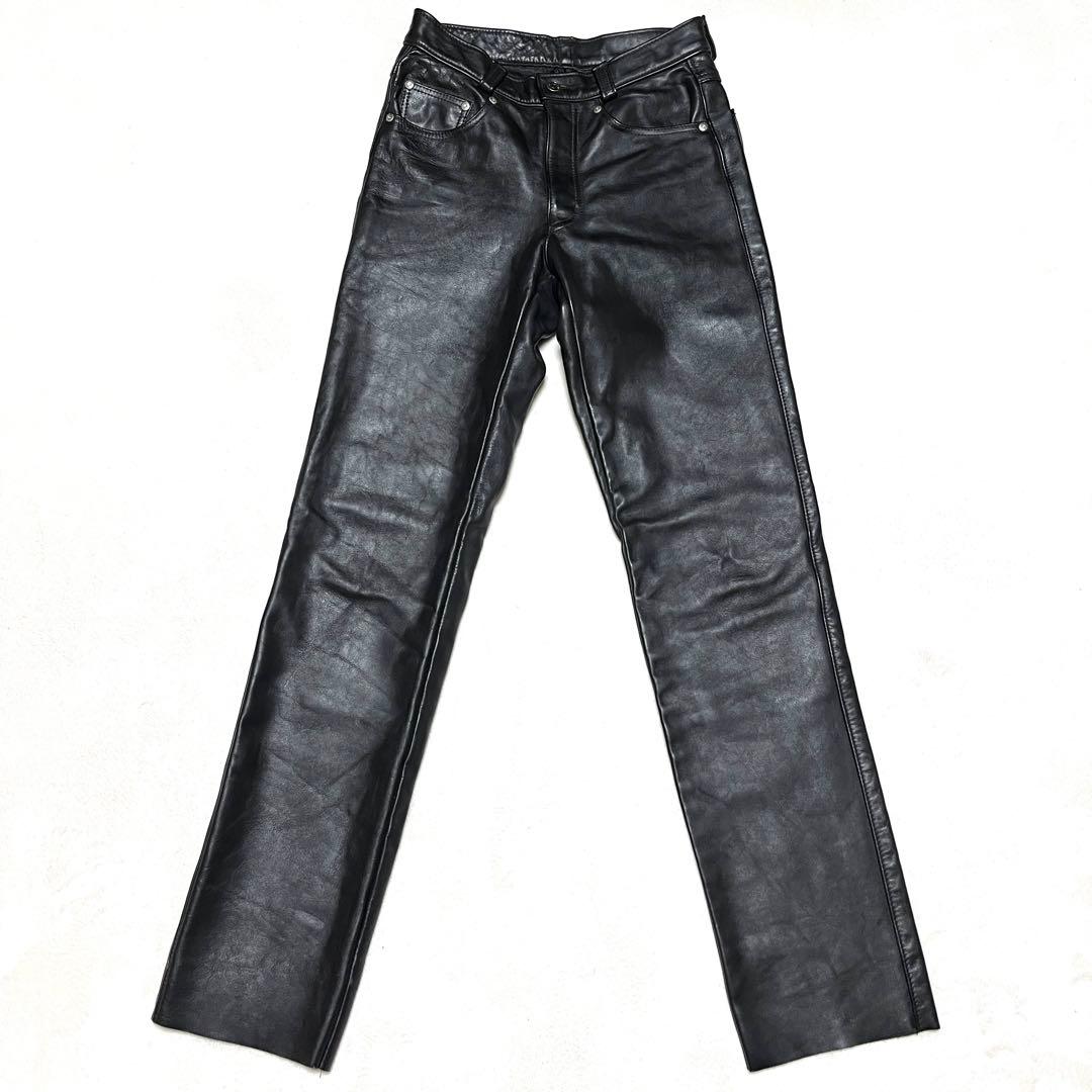 ★美品★schott★60C★レザーライダースパンツ★W30★黒　ブラック★