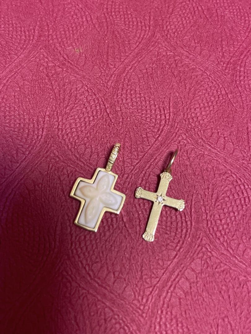 2つ！　ageteK10コンクシェル クロス　ネックレスチャーム 美品