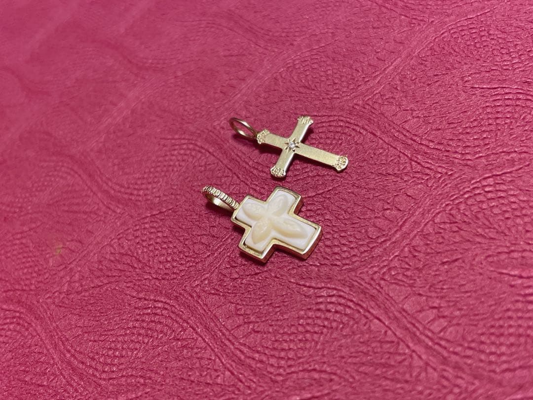 2つ！　ageteK10コンクシェル クロス　ネックレスチャーム 美品