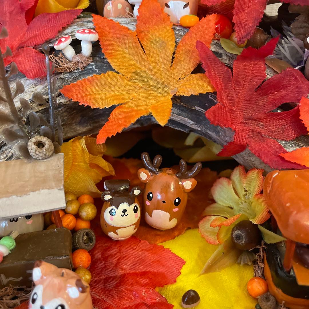 【一点もの】ぽんちゃん☆秋の紅葉の飾り