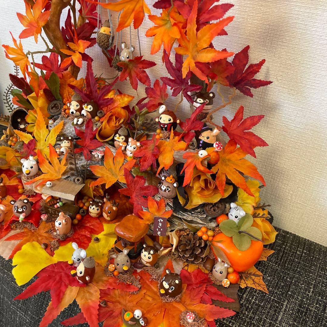 【一点もの】ぽんちゃん☆秋の紅葉の飾り