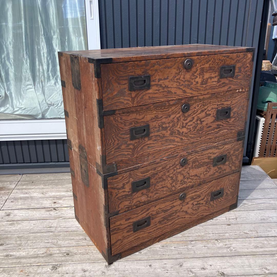 昭和レトロ 古家具 仙台箪笥 4段 引き出し箪笥 古家具 ビンテージ