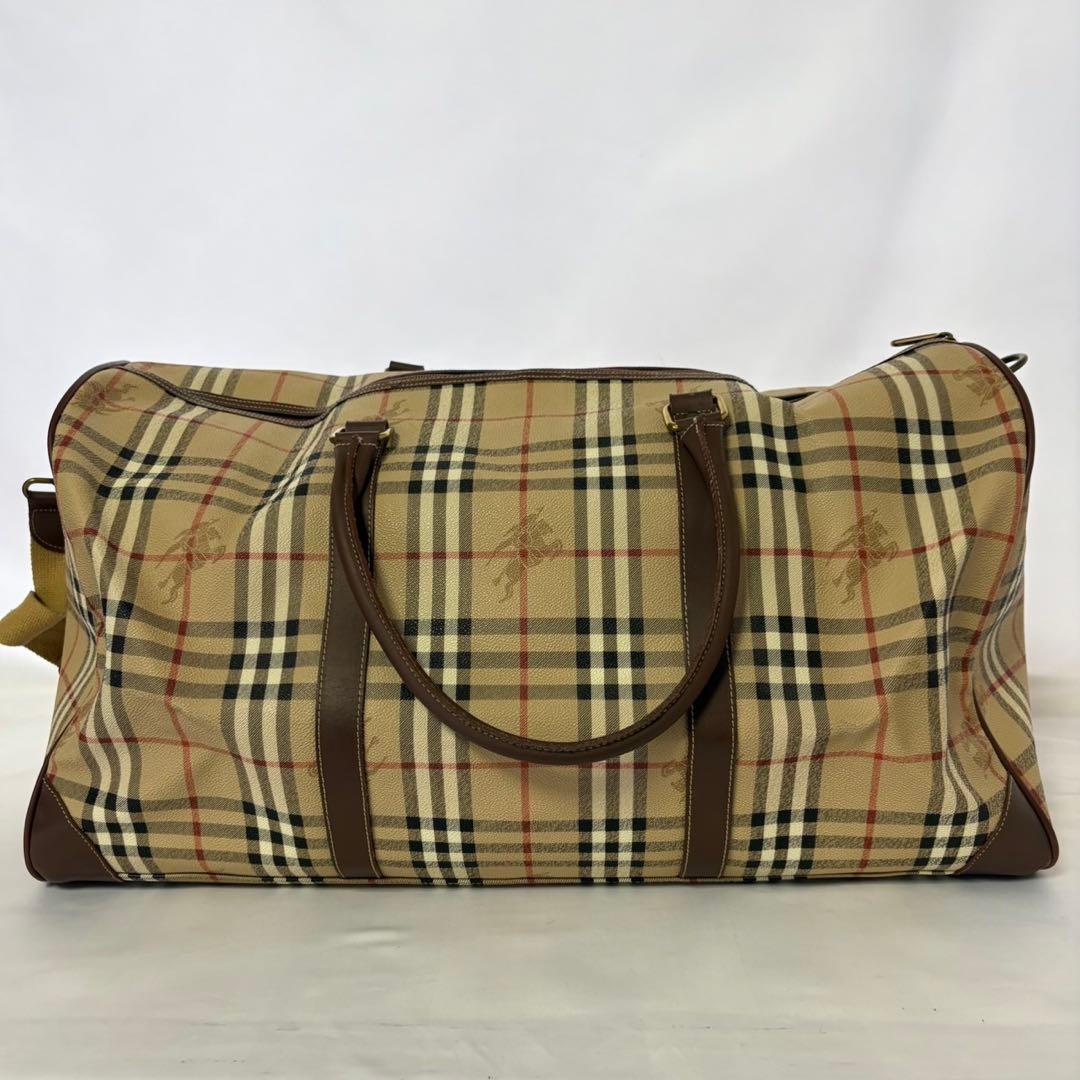 美品 バーバリー ボストンバック ノバチェック シャドーホース PVC 大容量