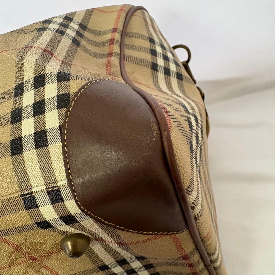 美品 バーバリー ボストンバック ノバチェック シャドーホース PVC 大容量