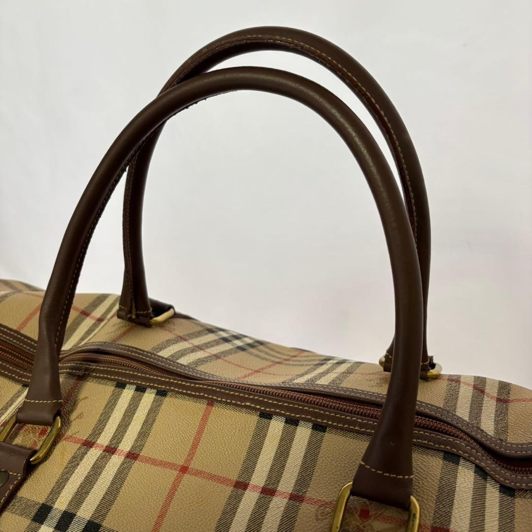 美品 バーバリー ボストンバック ノバチェック シャドーホース PVC 大容量