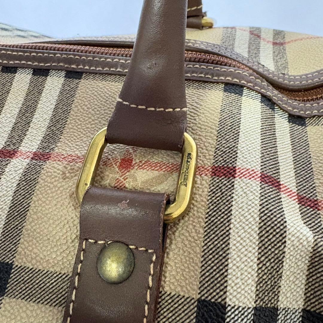 美品 バーバリー ボストンバック ノバチェック シャドーホース PVC 大容量