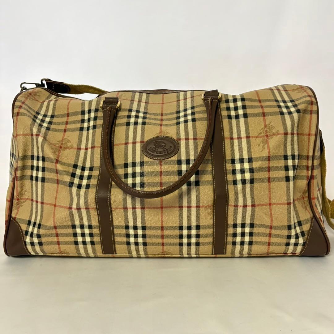 美品 バーバリー ボストンバック ノバチェック シャドーホース PVC 大容量