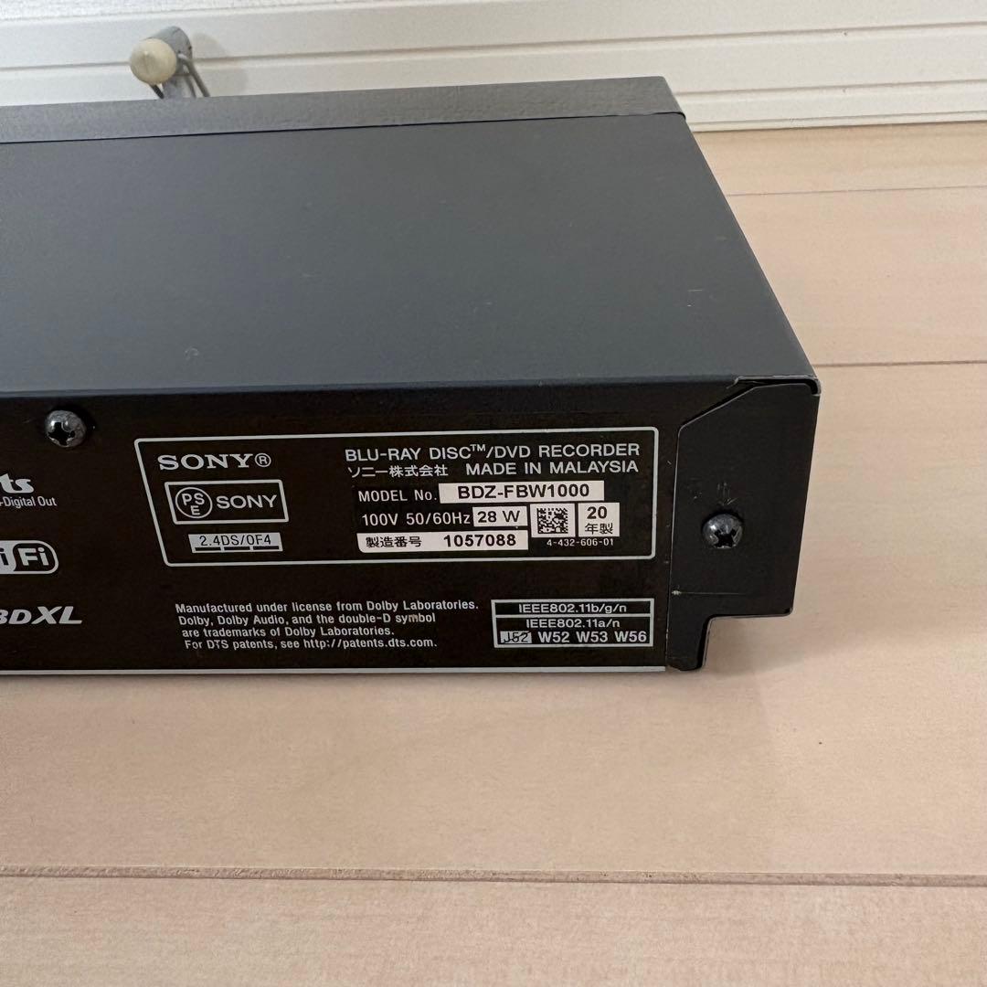 SONY ブルーレイレコーダー bdz-fbw1000