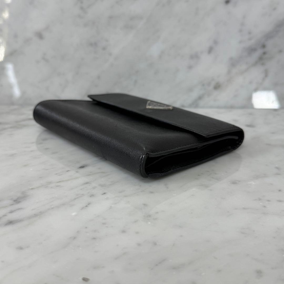 PRADA プラダ 三つ折財布 ブラック 黒 サフィアーノ トライアングル